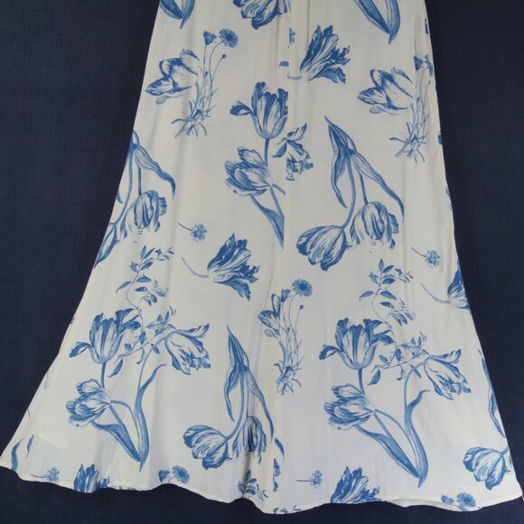 NEW Reformation Floral Bea Midi Skirt in Lisse Blue / Ecru Size 6 #1530 - Picture 6 of 9